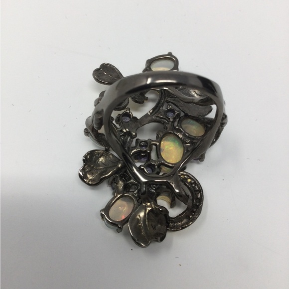 Awe inspiring Genuine Opals & Tanzanite Ring - Picture 6 of 7